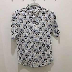 Peony print casual Button Down
